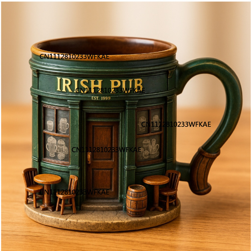 Home Bar And Coffee - 3D Ierse Pub Patroon RVS Mok