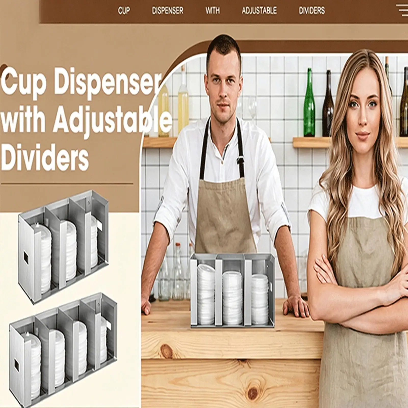 Home Bar And Coffee - Beker- en dekselorganizer met verstelbare verdelers,