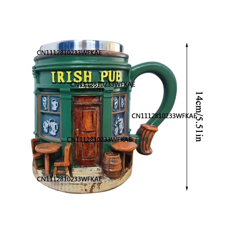 3D Ierse Pub Patroon RVS Mok - - Home Bar And Coffee recensie en prijs