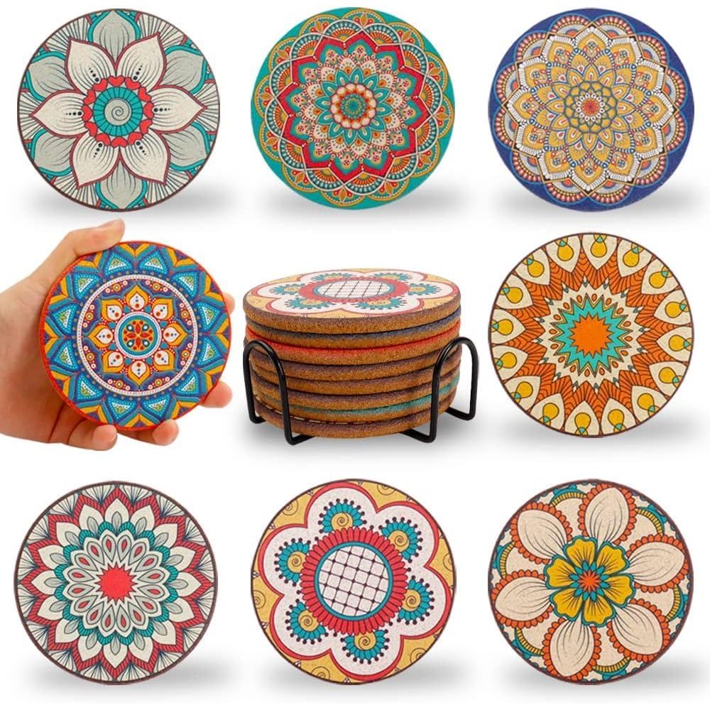 Set van 8 ronde, kleurrijke on - Home Bar Set recensie en prijs