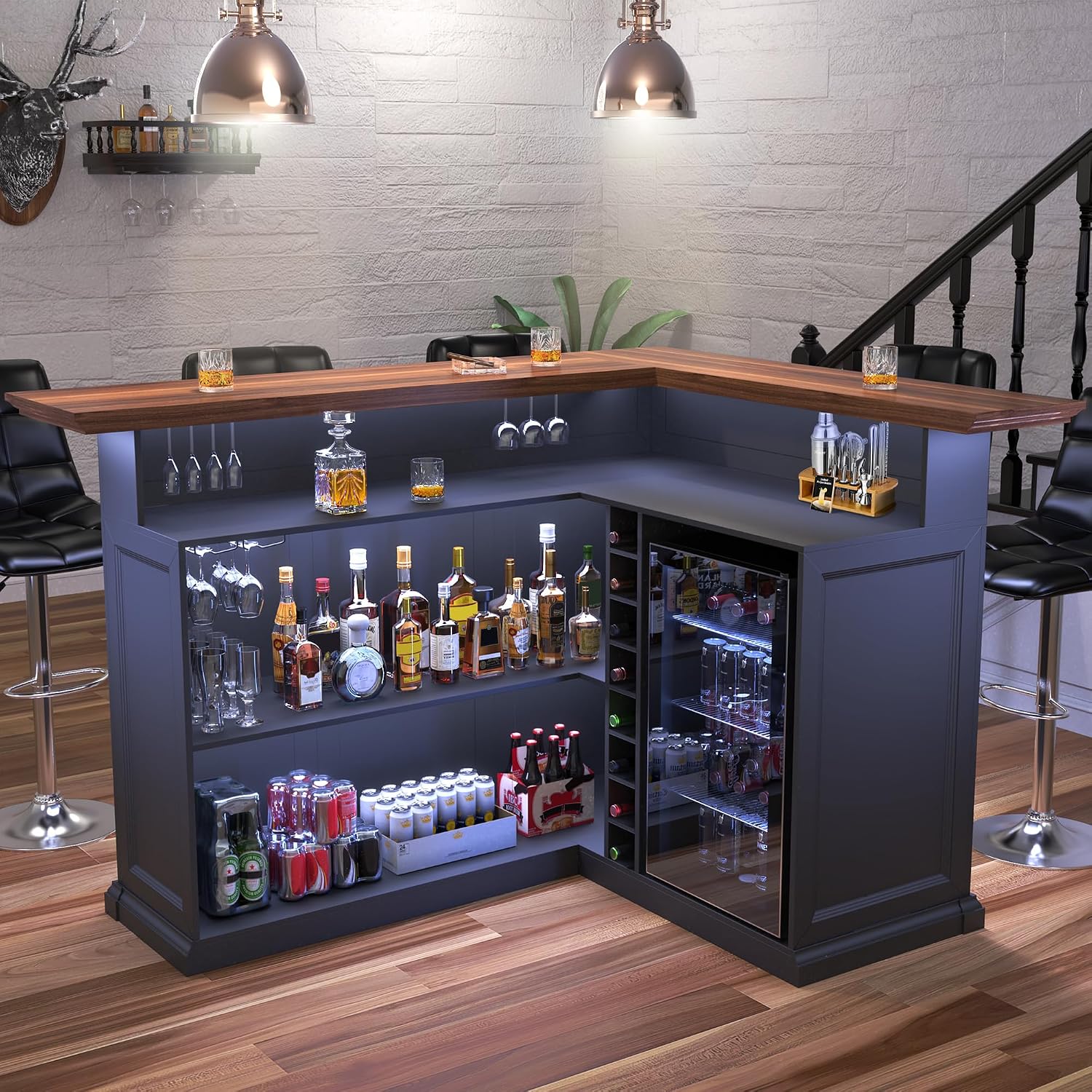 L-vormige thuiskast met koelka - Home Bar And Fridge recensie en prijs