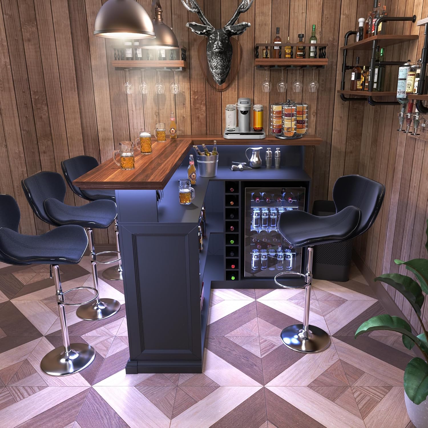 L-vormige thuiskast met koelka - Home Bar And Fridge recensie en prijs